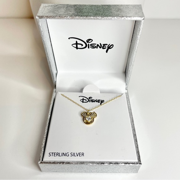 Disney Jewelry - NWT, Disney sterling silver Mickey gold necklace